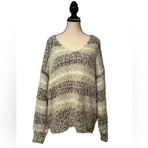 Knox Rose Women’s Sweater V neck. Size XXL. Cream, Tan and Berry. Super soft